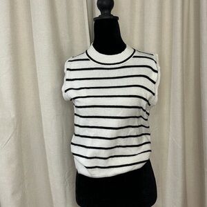 Striped Sleeveless Top - Black and White